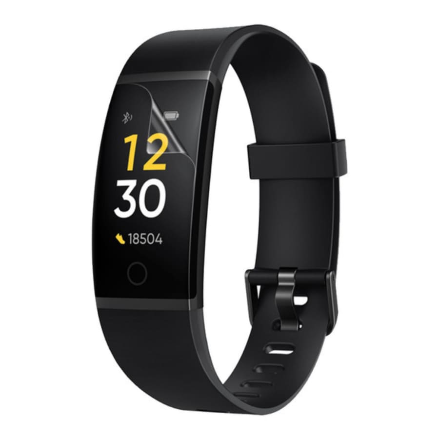Six clear hydrogel screen protectors for Realme Band watches, offering durable protection from scratches and smudges.