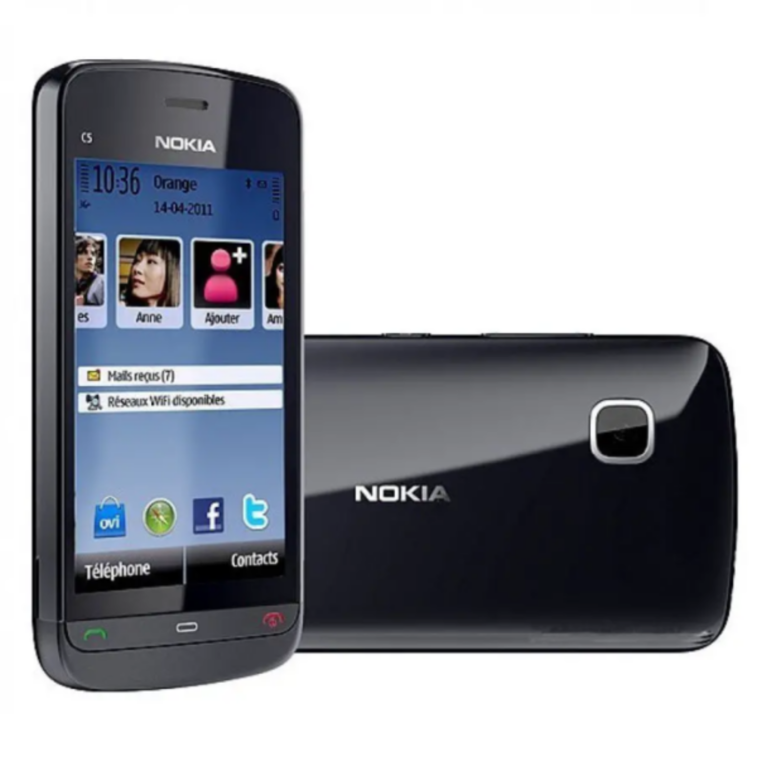 Hydrogel screen protector for Nokia C5-06 by 9eight5 showing a clear, flexible film covering the phone screen.