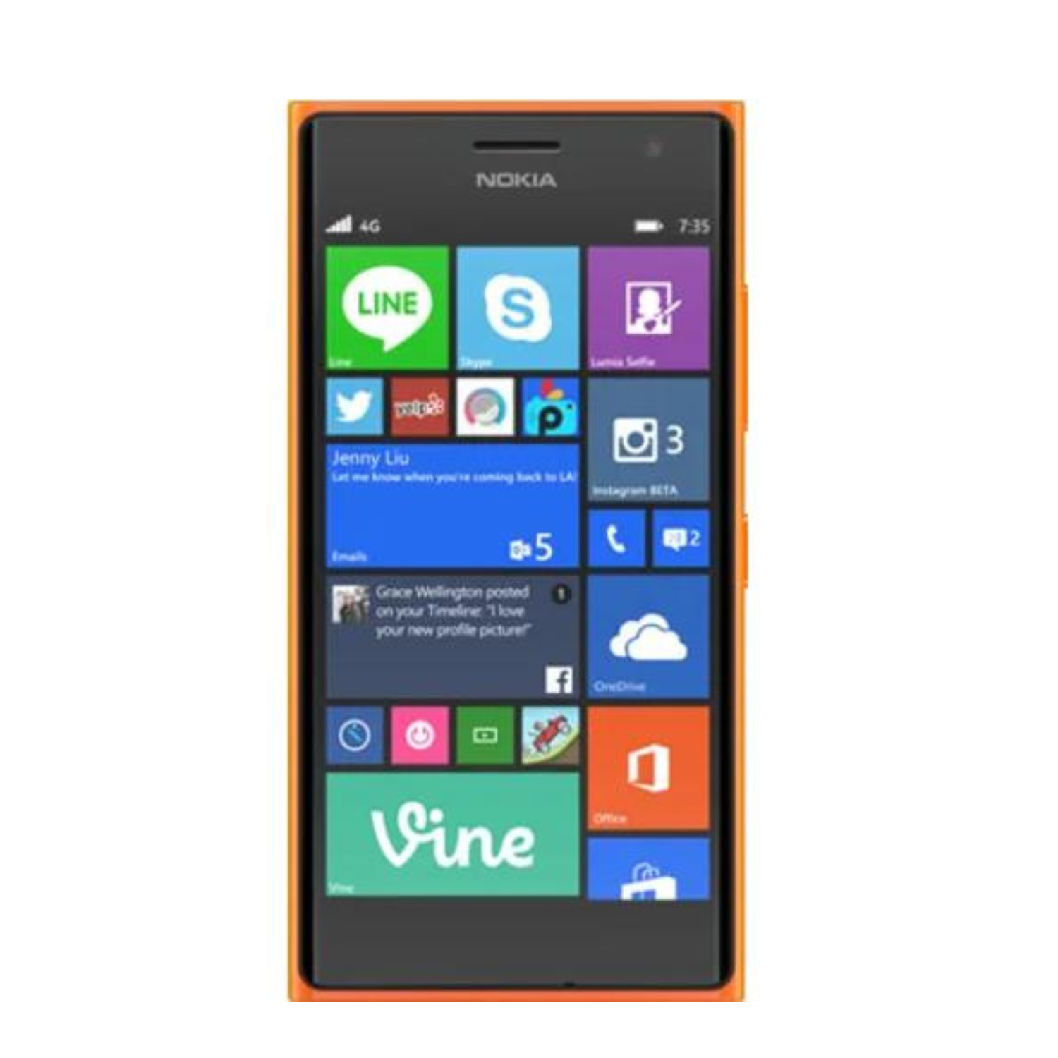 9eight5 hydrogel screen protector for Nokia Lumia 735, clear and flexible protective film covering the touchscreen.
