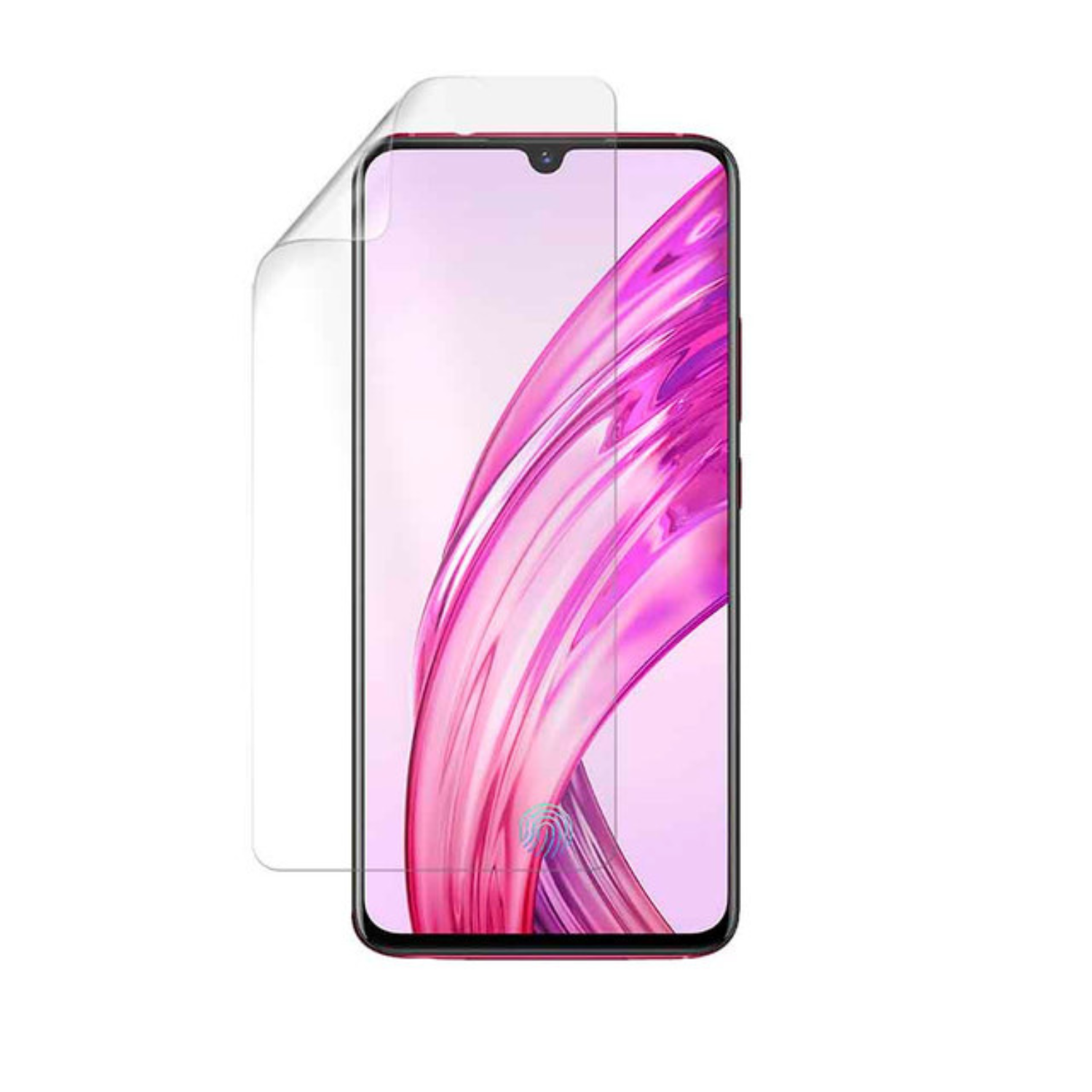 Hydrogel screen protector for Vivo X23 by 9eight5 showing a clear, flexible film fitting the phone screen.