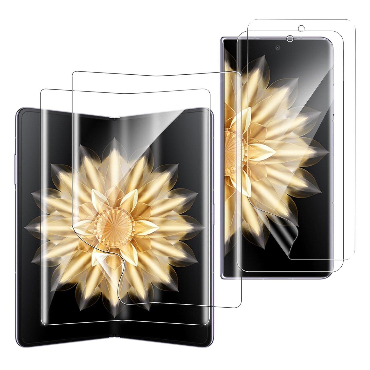 Two clear hydrogel screen protectors for Honor Magic V2 by 9eight5, showing the transparent film and packaging.