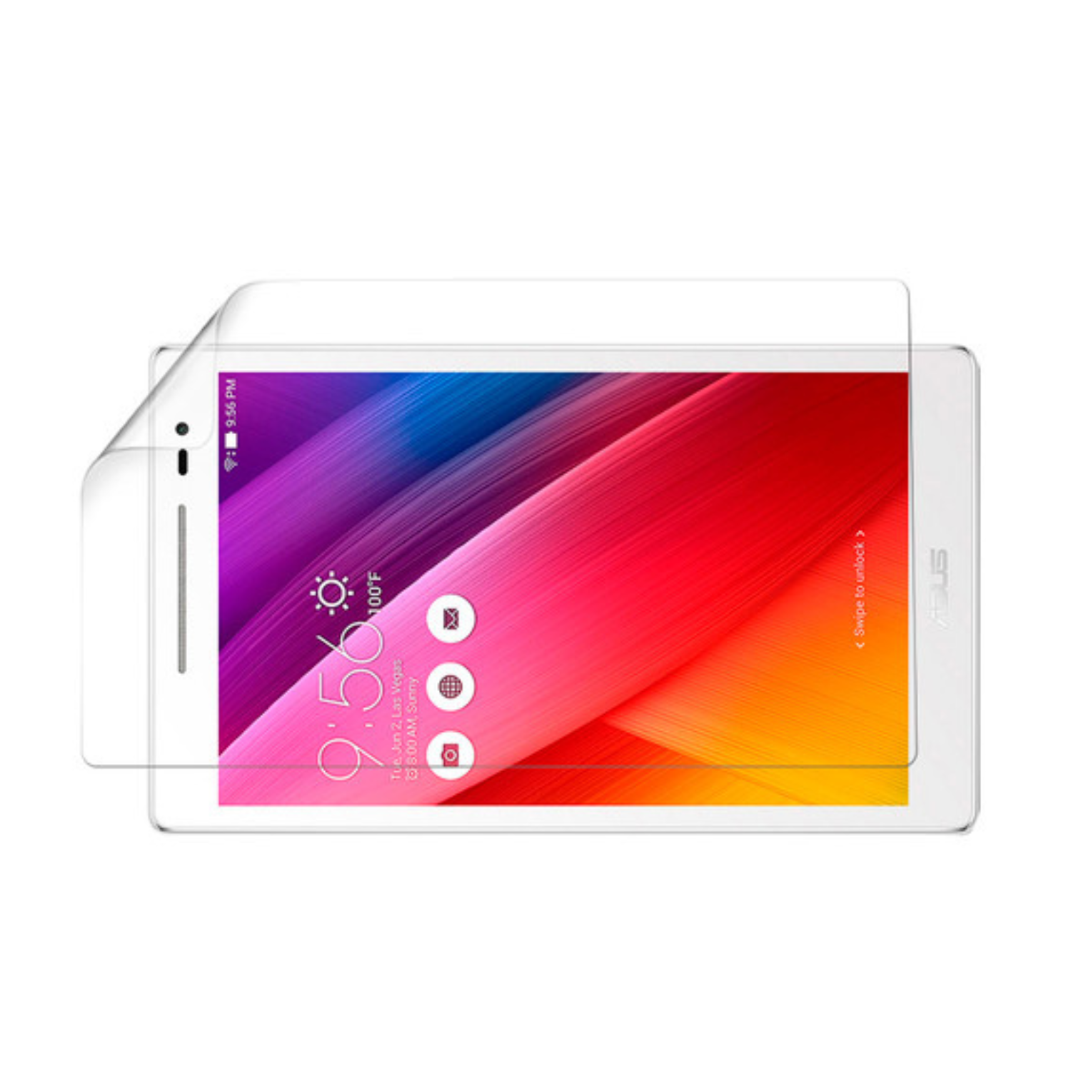 Two clear hydrogel screen protectors for Asus Zenpad Z8 by 9eight5, shown in packaging with protective film applied.