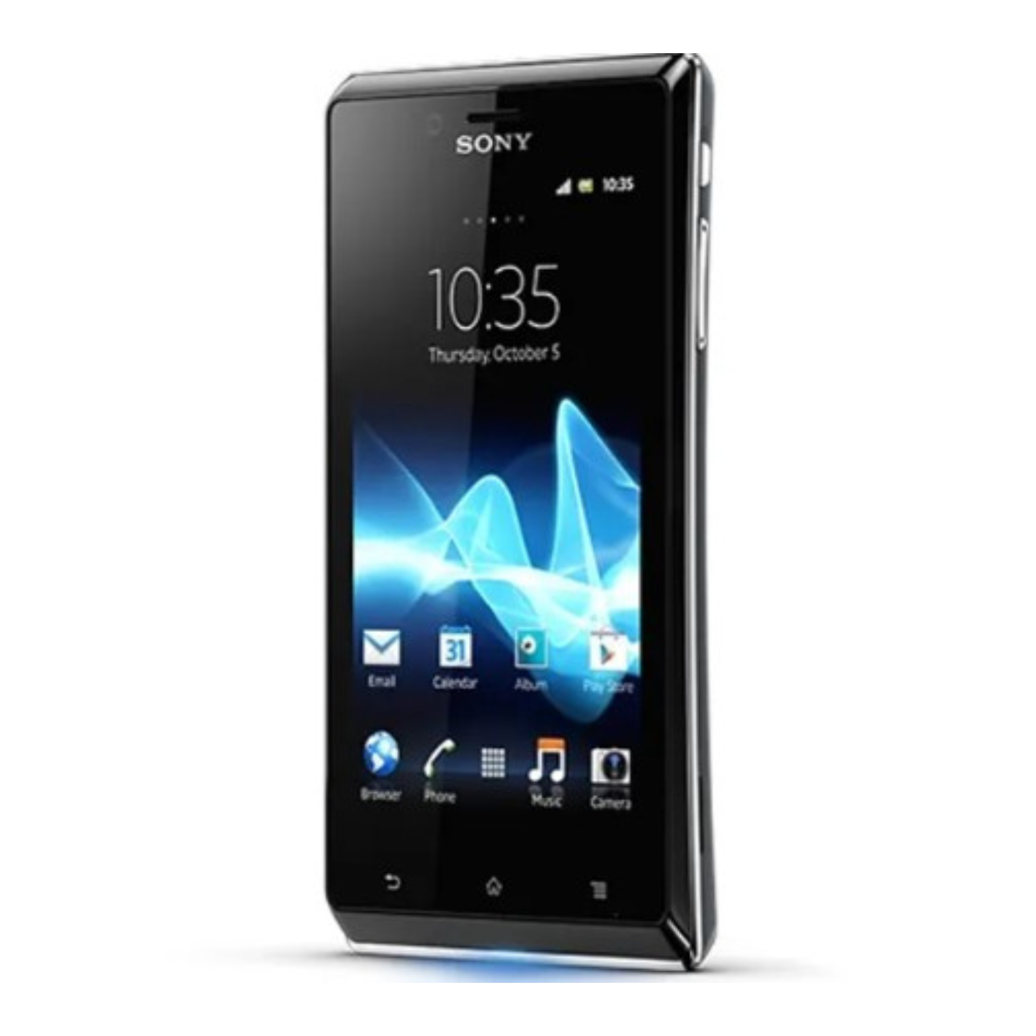 Hydrogel screen protector for Sony Xperia J by 9eight5, showing clear, flexible film covering the phone screen.