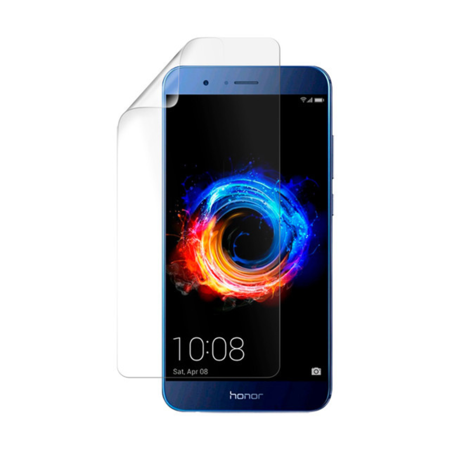 Hydrogel screen protector for Honor 8 Pro by 9eight5, showing a clear, flexible film fitting over the phone screen.