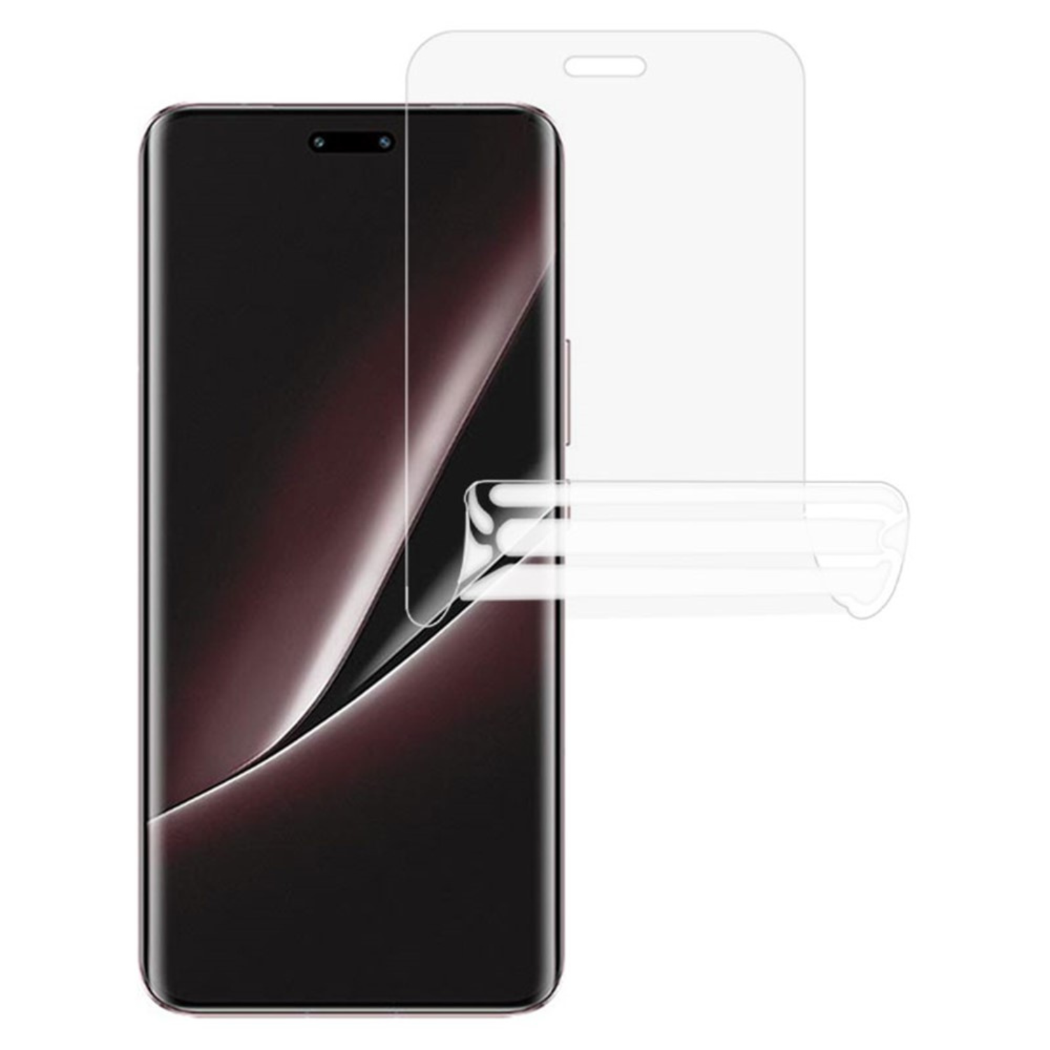Two 9eight5 hydrogel screen protectors for Honor Magic6 RSR Porsche Design, showing clear, flexible protection for smartphone screens.