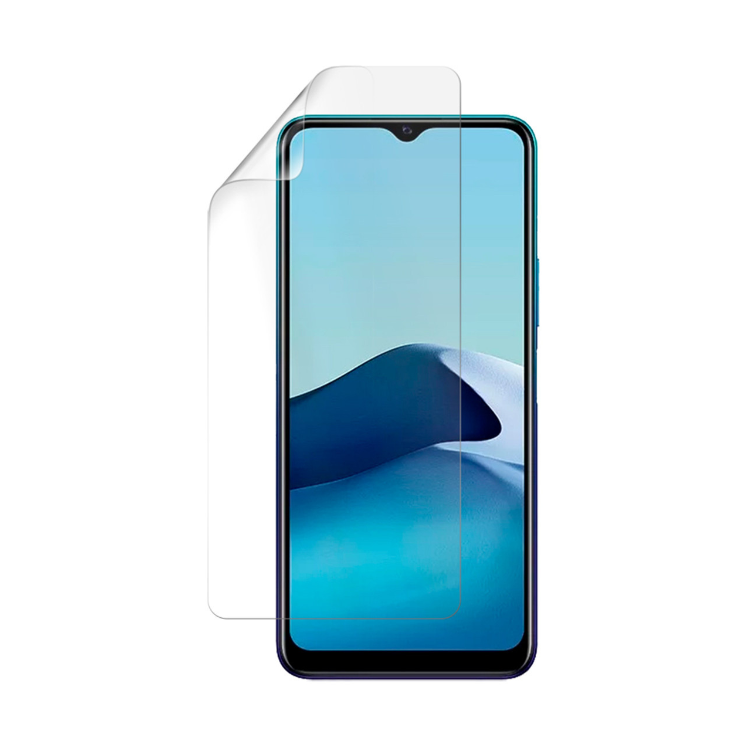Hydrogel screen protector for Vivo Y20a by 9eight5, showing clear, flexible film covering the phone's screen for protection