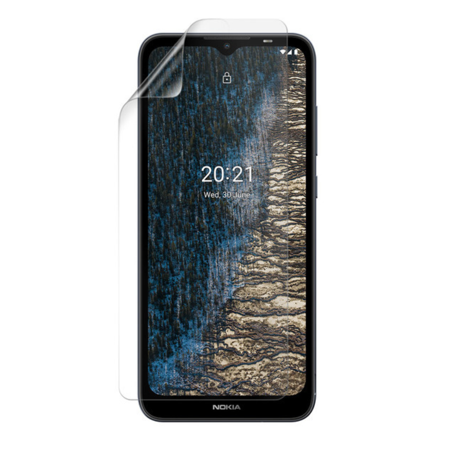 9eight5 Hydrogel screen protector for Nokia C20, clear protective film covering the phone screen with precise edges