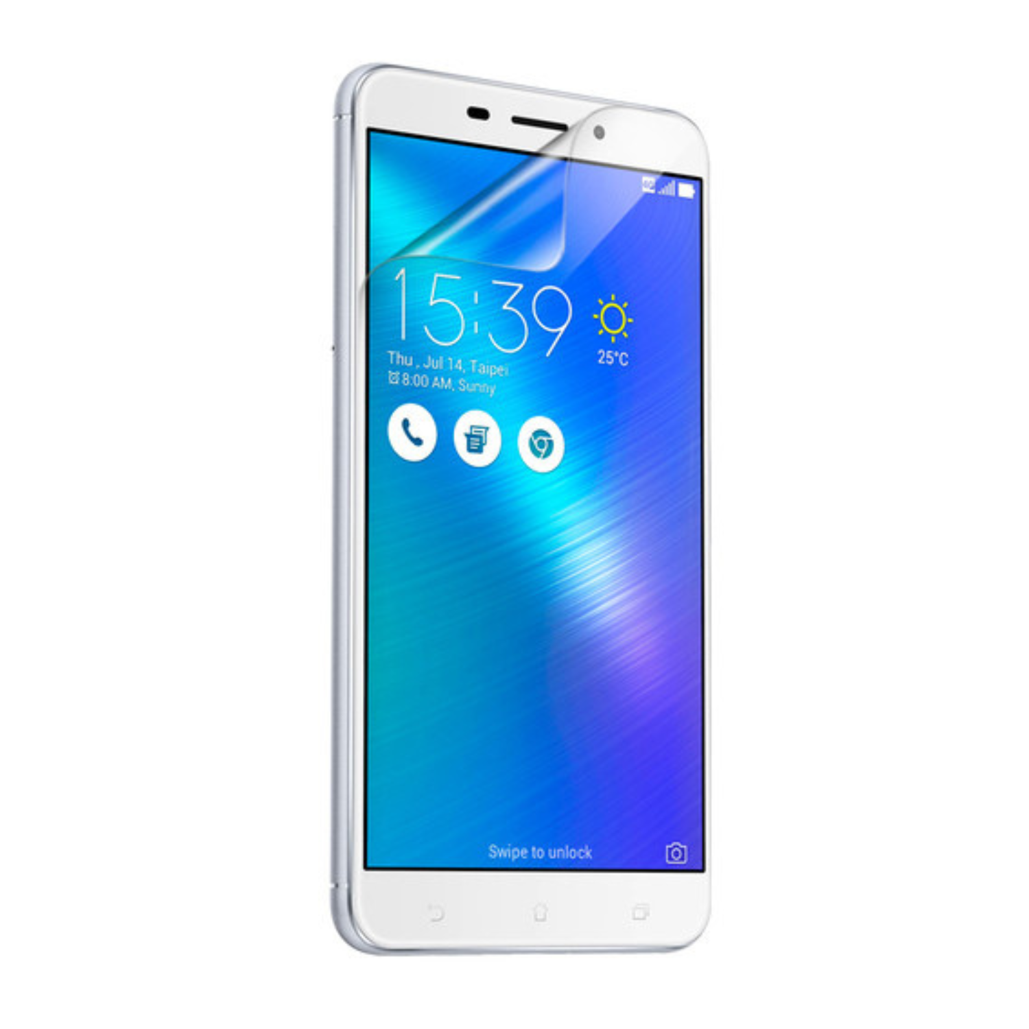Two 9eight5 hydrogel screen protectors for Asus Zenfone 2 Laser ZE551KL, showing clear, flexible screen protection for the device.