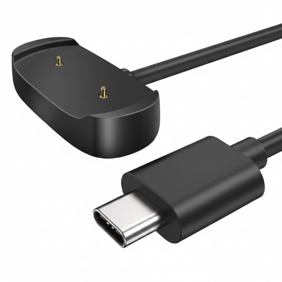 Black USB-C magnetic charger cable for Amazfit GTR2, GTS2, Bip U, and Bip 3 watches, 1 meter long, compatible and easy to connect.