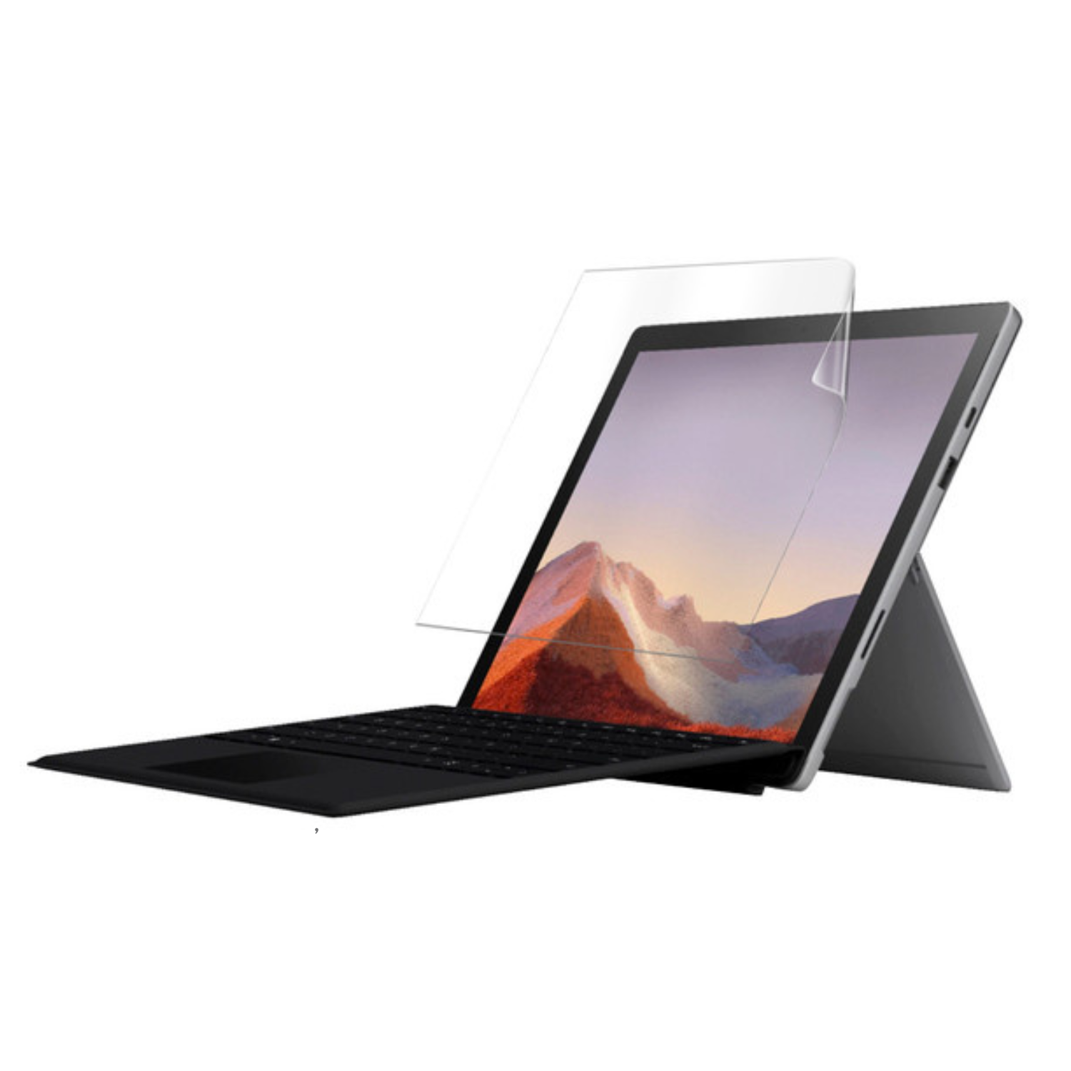 Hydrogel screen protector for Microsoft Surface Pro 7 by 9eight5, showing a clear, flexible cover fitting the tablet screen.