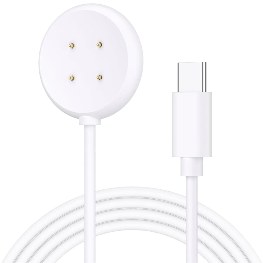 White USB-C magnetic charger cable for Google Pixel Watch 2 and 3, 1 meter length, compatible with That Watch Shop accessories.
