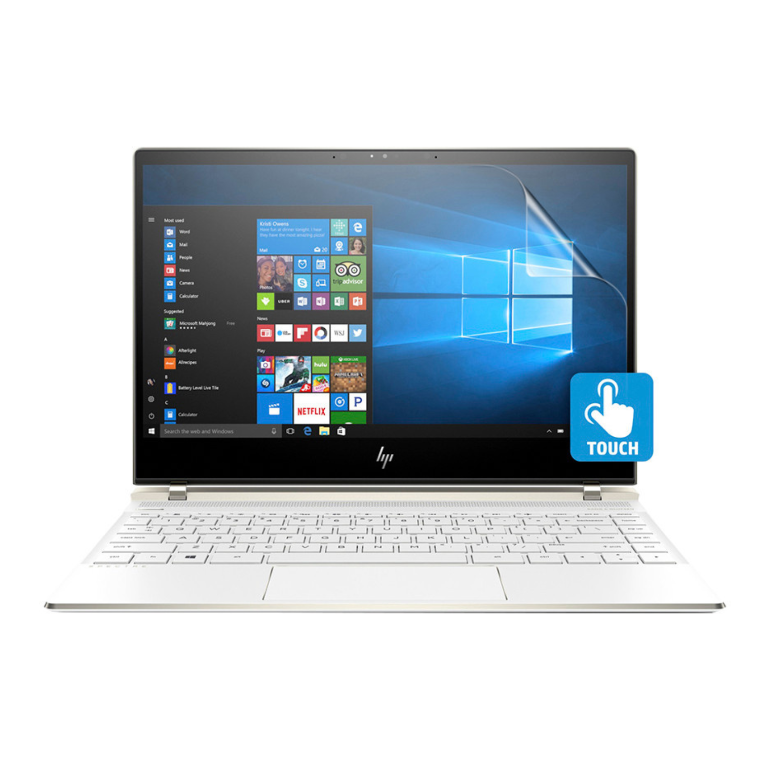 9eight5 Hydrogel screen protector for HP Spectre 13 AF002NA, showing clear, flexible film covering the laptop display.