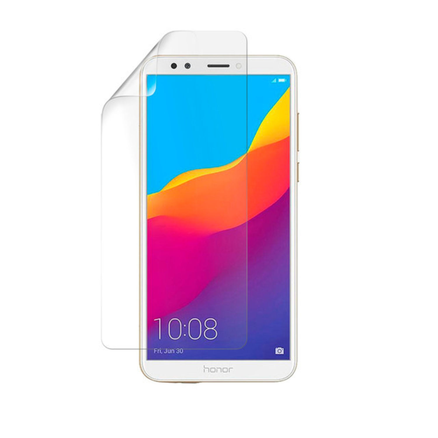 Two clear hydrogel screen protectors for Honor 7C (2018) by 9eight5, shown in a protective packaging.