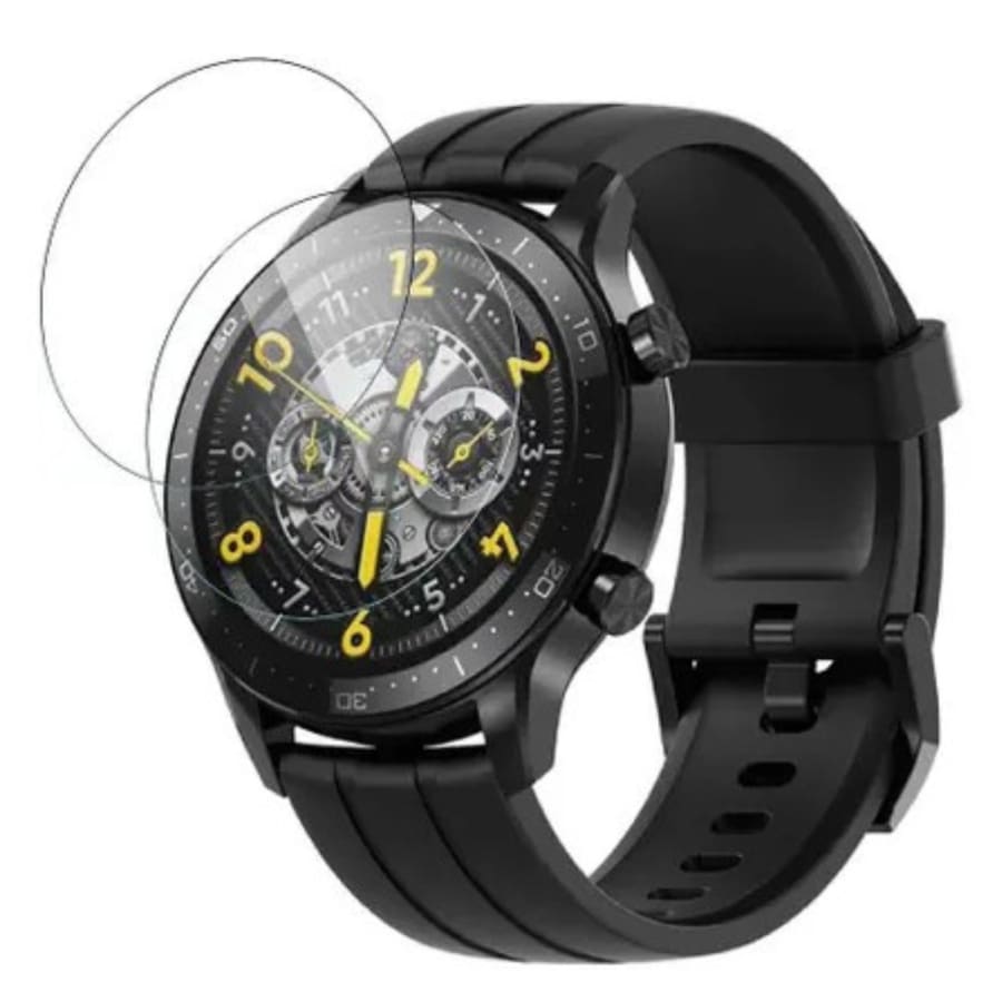 Six hydrogel screen protectors for Realme Watch S Pro, showcasing clear, flexible protection for smartwatch screens.