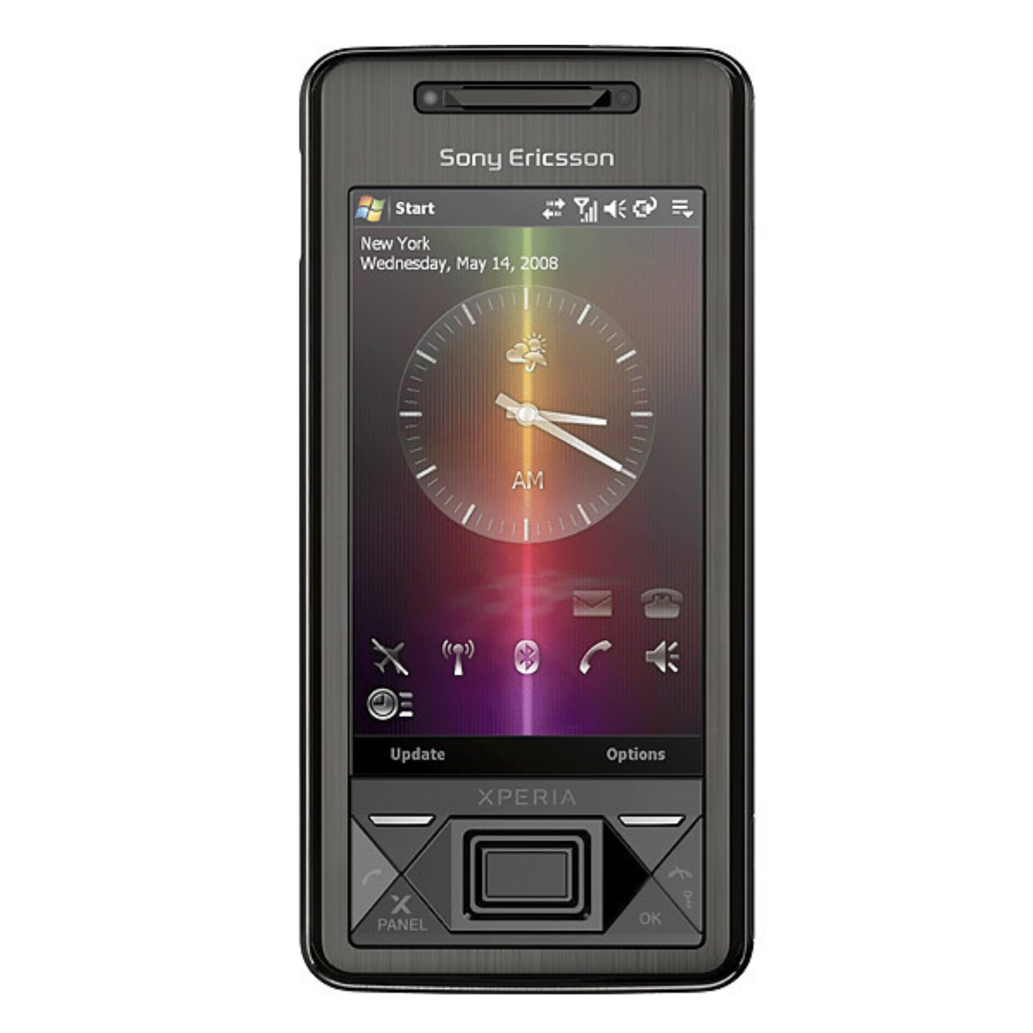 Two 9eight5 hydrogel screen protectors for Sony Ericsson Xperia X1, shown in clear packaging on a white background.