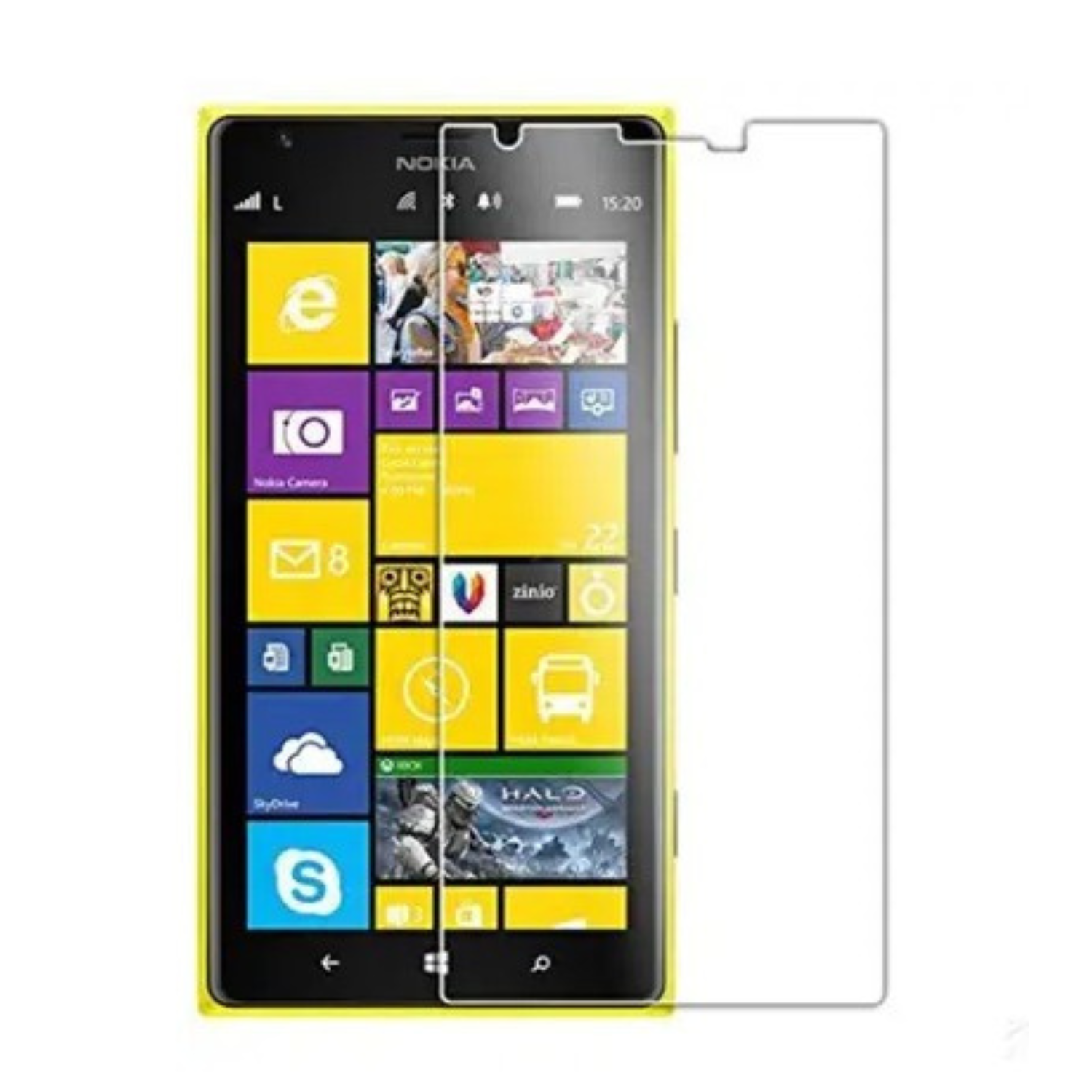 Hydrogel screen protector for Nokia Lumia 1520 by 9eight5, showing a clear, flexible shield fitting the device screen.