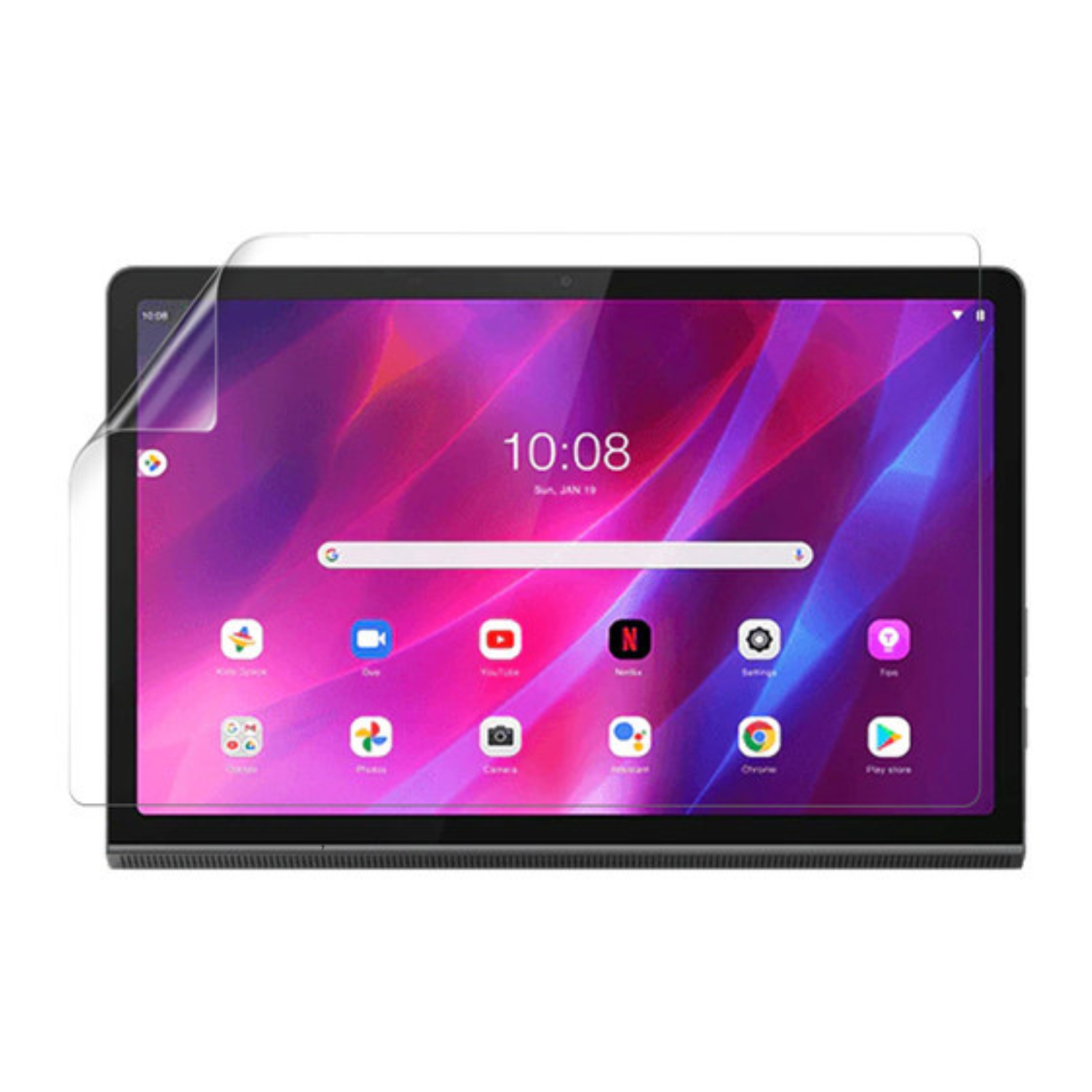 9eight5 Hydrogel screen protector for Lenovo Yoga Tab 11, showing clear protective film covering the tablet screen.