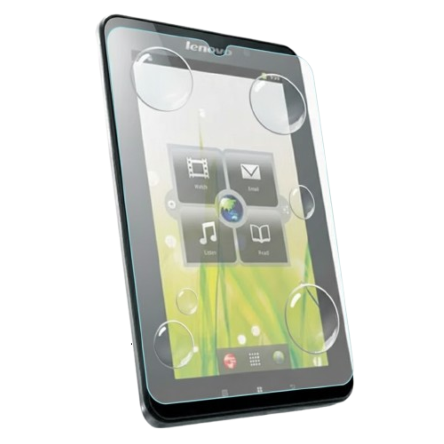 Two clear hydrogel screen protectors for Lenovo IdeaPad A1 by 9eight5, neatly stacked with protective film visible.