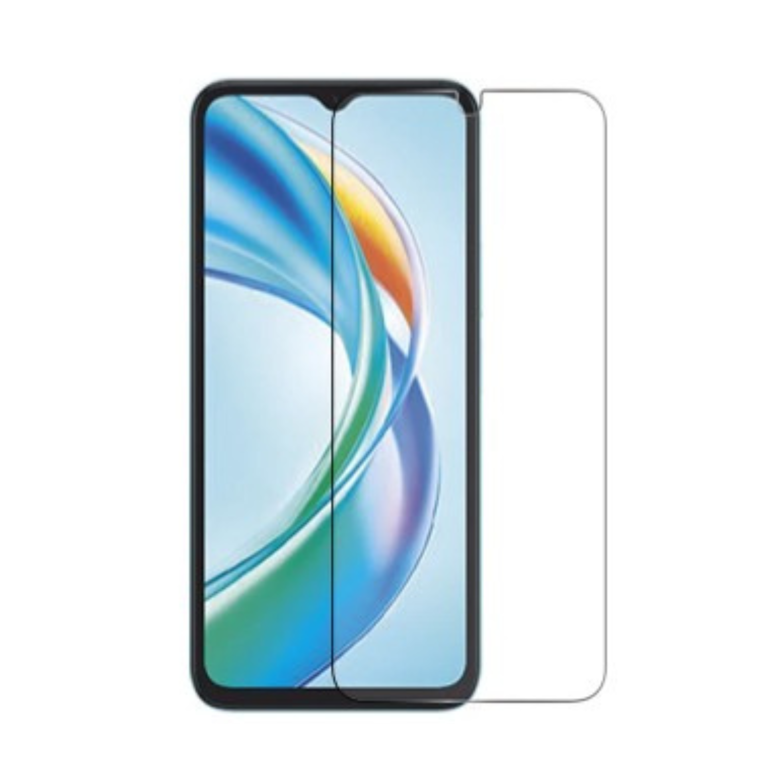 Clear hydrogel screen protector for Honor X5b Plus by 9eight5, shown on a smartphone screen to protect and enhance display.