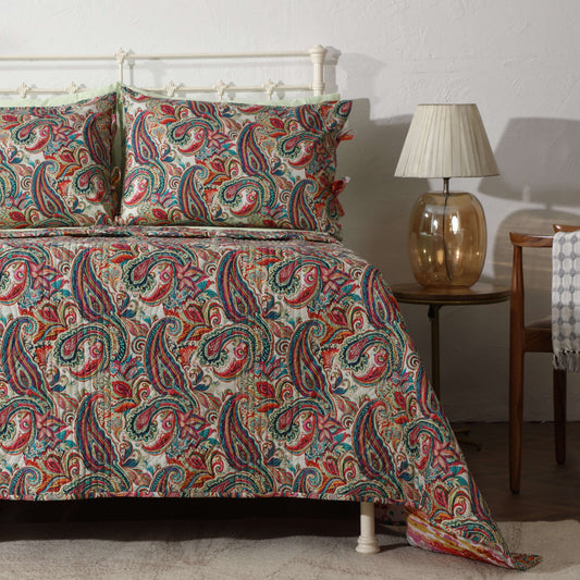 PERCALE REVERSIBLE QUILT SET - PAISLEY ROMANCE Whites of London NZ