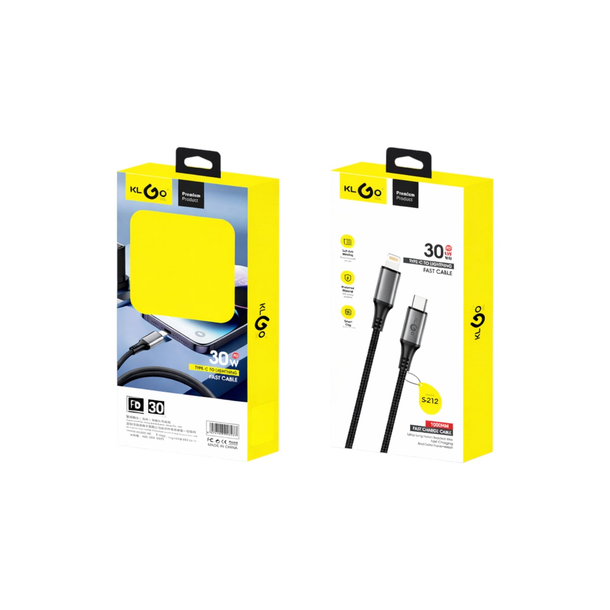 Nest & Stem Homewares Frankly Cotton PD30W fast charge Type-C to iOS cable, braided fabric charging cable for Apple devices