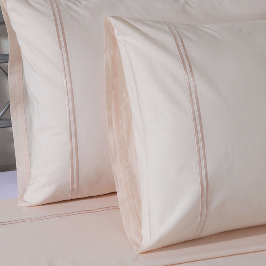 ORGANIC COTTON COLOURED SHEET SET 250TC- PEACH MIST