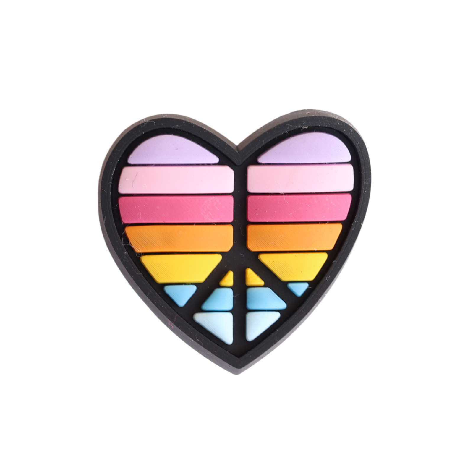 Walkieez WALK-itz Peace Heart Charm featuring a delicate heart-shaped design with a peace symbol, perfect for jewelry or accessories.