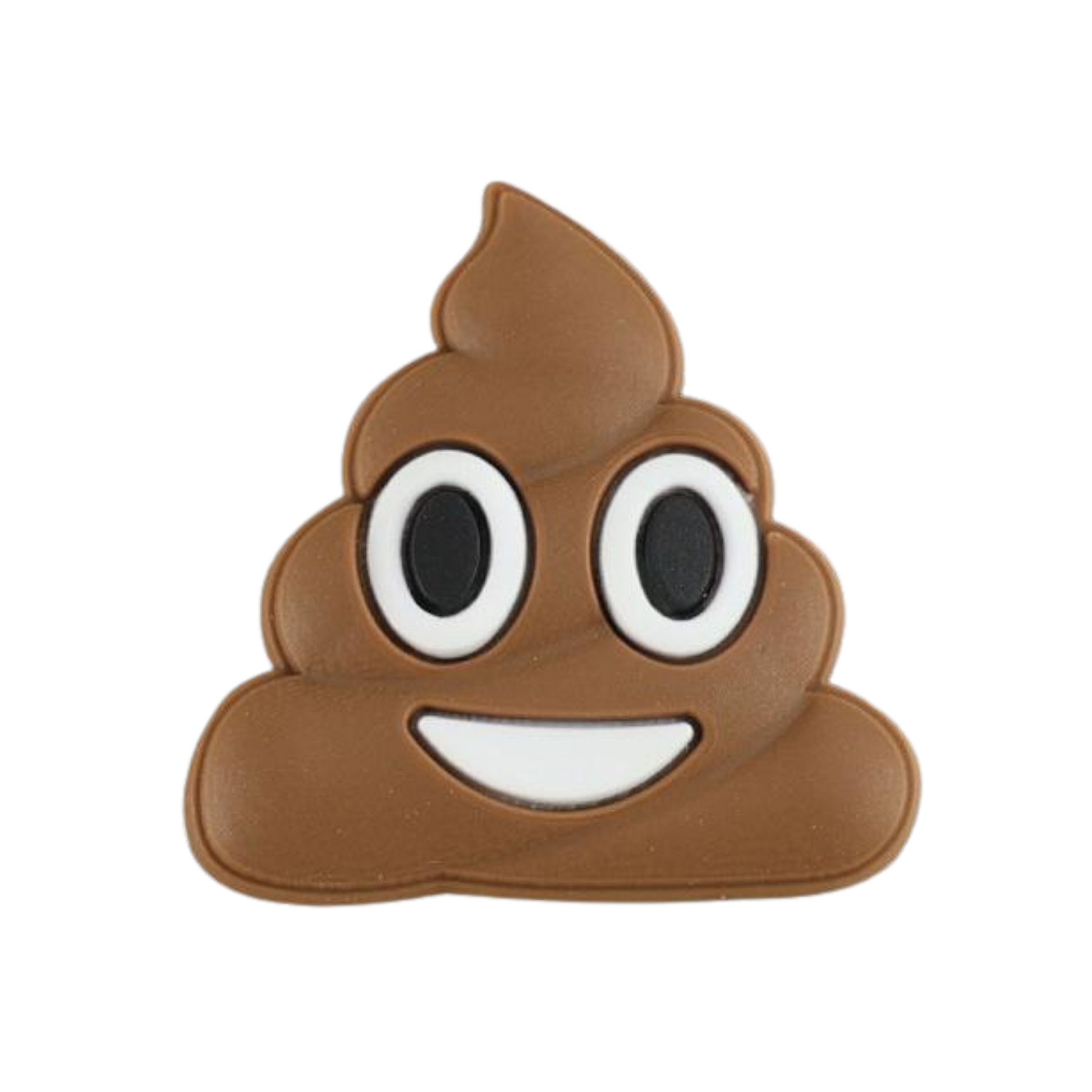 Walkieez WALK-itz poop emoji charm showing a playful brown poop emoji with a smiling face, perfect for accessorizing.