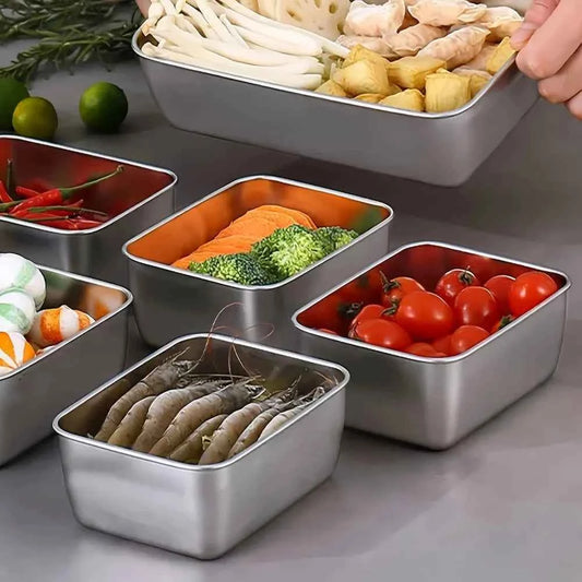 6-Piece Stainless Steel Food Containers Set - Leakproof & Stackable for Meal Prep/Camping Picnic, Dishwasher Safe