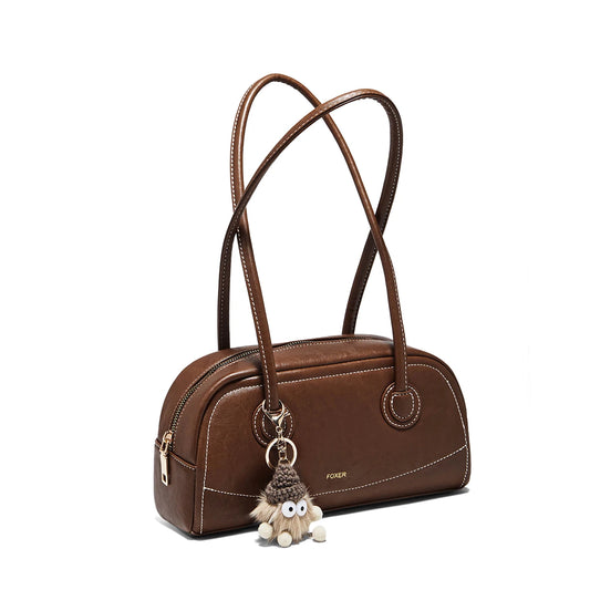 FOXER New Large Capaci Women's Handbag PU Leather Simple Retro Single Underarm Bag for Female Casual Commuting Pillow Bag Purse