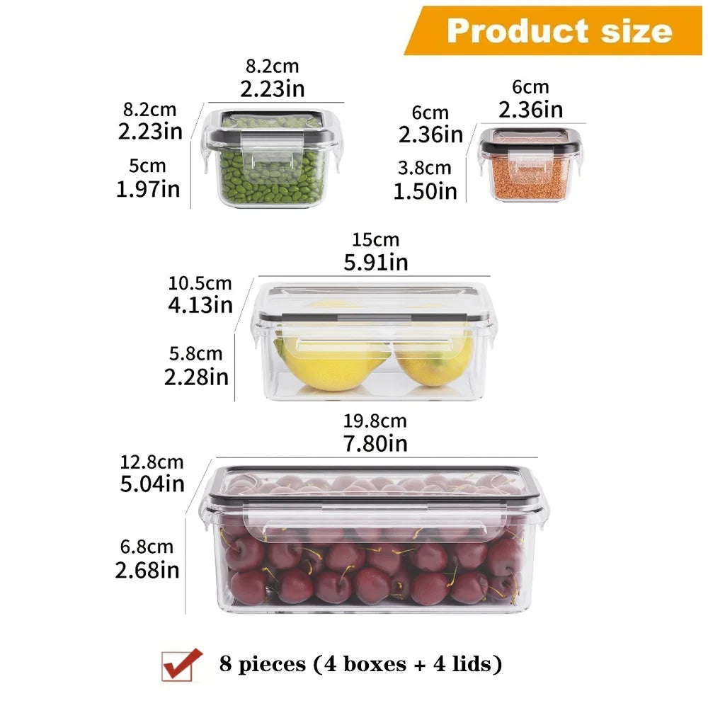 8-PC BPA-Free Airtight Food Containers with Locking Lids