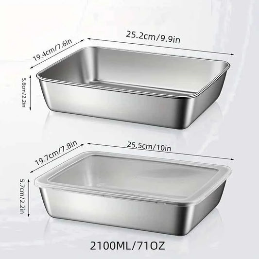 6Pcs Square Stainless Steel Food Containers, Stackable Kitchens Accessories, Stores Knifes, Kitchen Food Storage