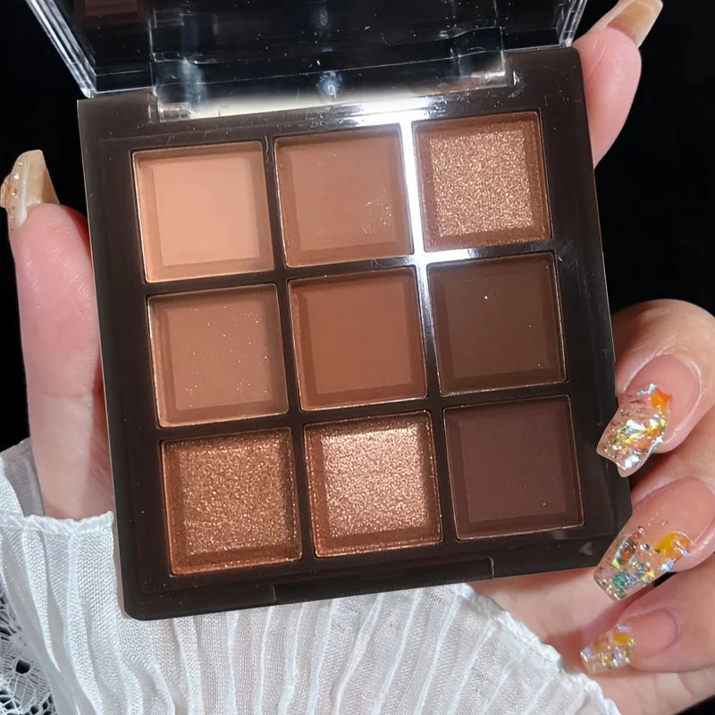 Mocha Chocolate 9-color eyeshadow palette from ShopHub NZ with warm brown and neutral shades for versatile makeup looks.