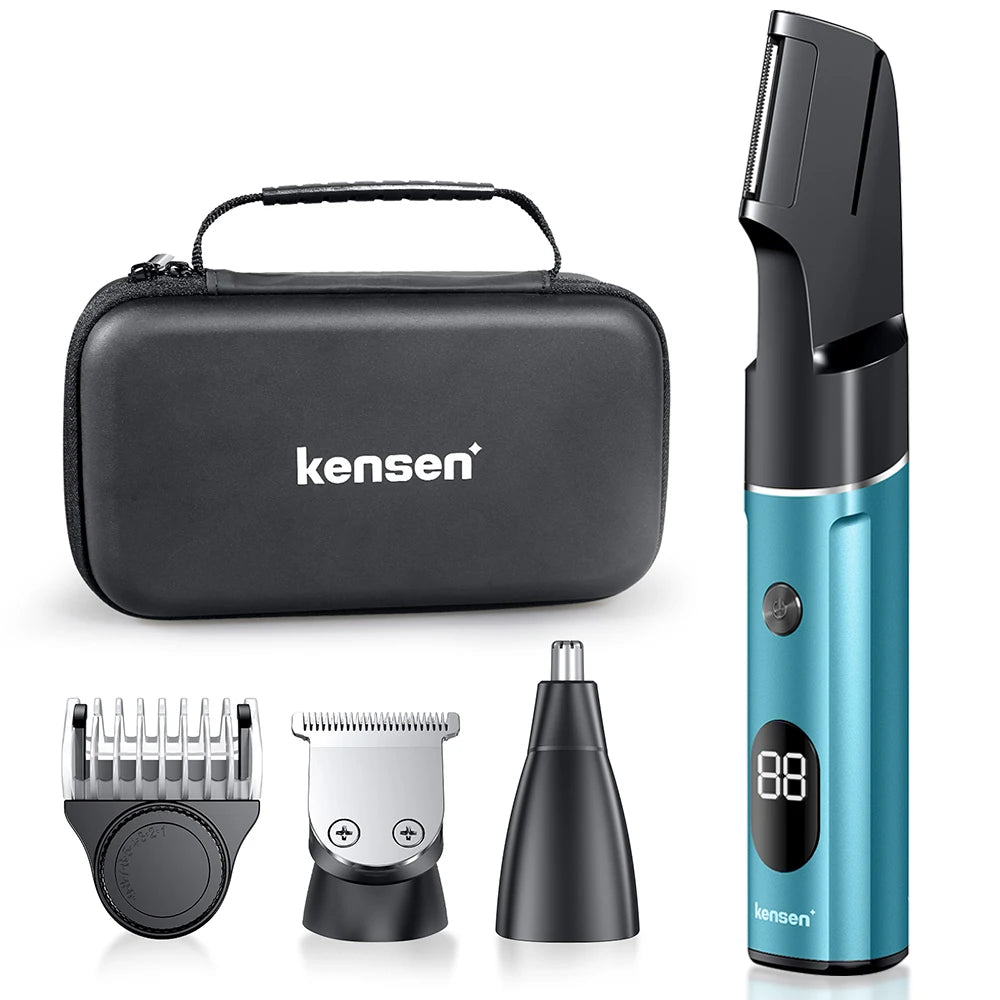 Kensen S16 electric hair trimmer for men, 3-in-1 hair clipper and hair crimper, featuring adjustable blades and ergonomic design.