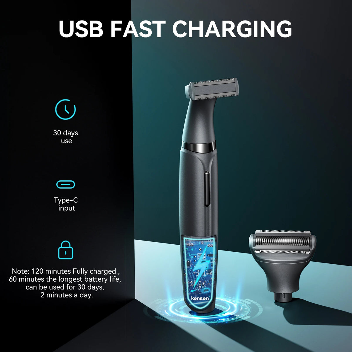 KENSEN S1 electric hair trimmer with adjustable blades and ergonomic design for precise hair grooming.