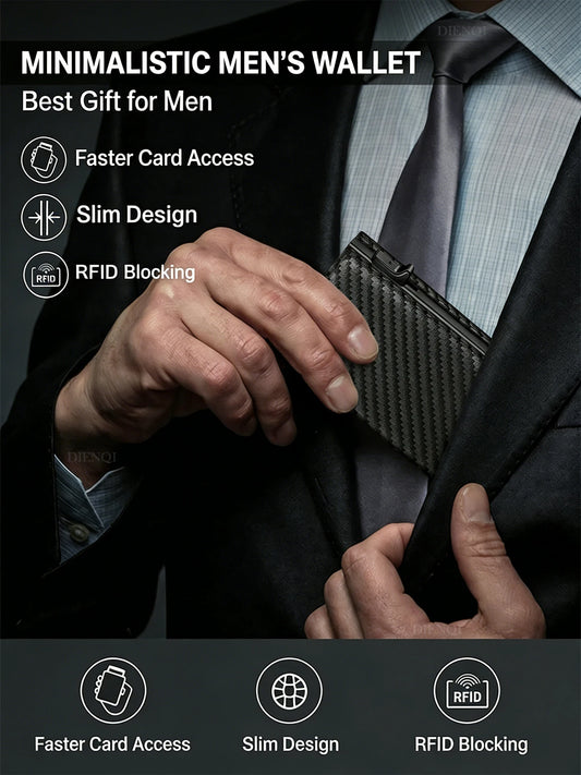 DIENQI Magnetic RFID Wallet – Carbon Fiber Design