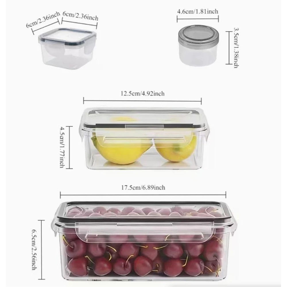 Four clear food storage containers with snap lids, perfect for keeping kitchen ingredients fresh and organized.