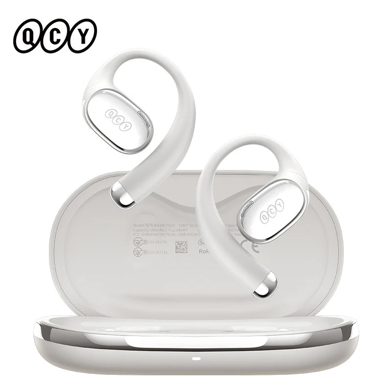 QCY Crossky R70 wireless open-ear Bluetooth headphones with earhooks and bass boost, designed for high-resolution sound.