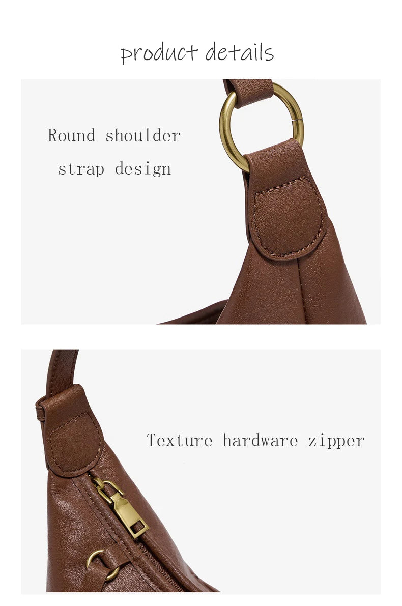 FOXER Genuine Leather Hobo Bag Lady Vintage Commuter Shoulder Bag Large Capacity Soft Leather Women Underarm Bag For Daily