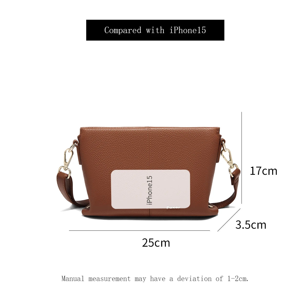 FOXER Lady's Shoulder Bag Cowhide Leather 2026 New Cross Body Bag Commute Work Handbag Casual Cellphone Purse