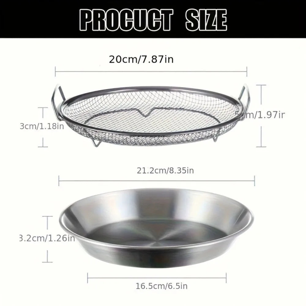 Heavy duty frying rack with tray for cooking, part of ShopHub NZ's kitchen accessories, ideal for draining fried foods.