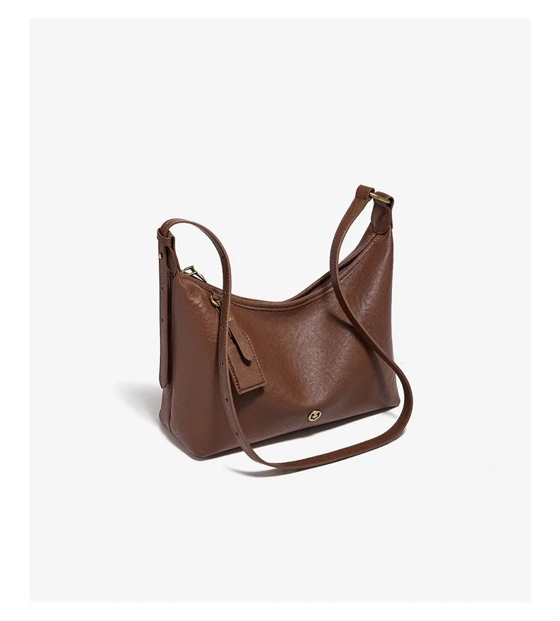 FOXER Genuine Leather Hobo Bag Lady Vintage Commuter Shoulder Bag Large Capacity Soft Leather Women Underarm Bag For Daily