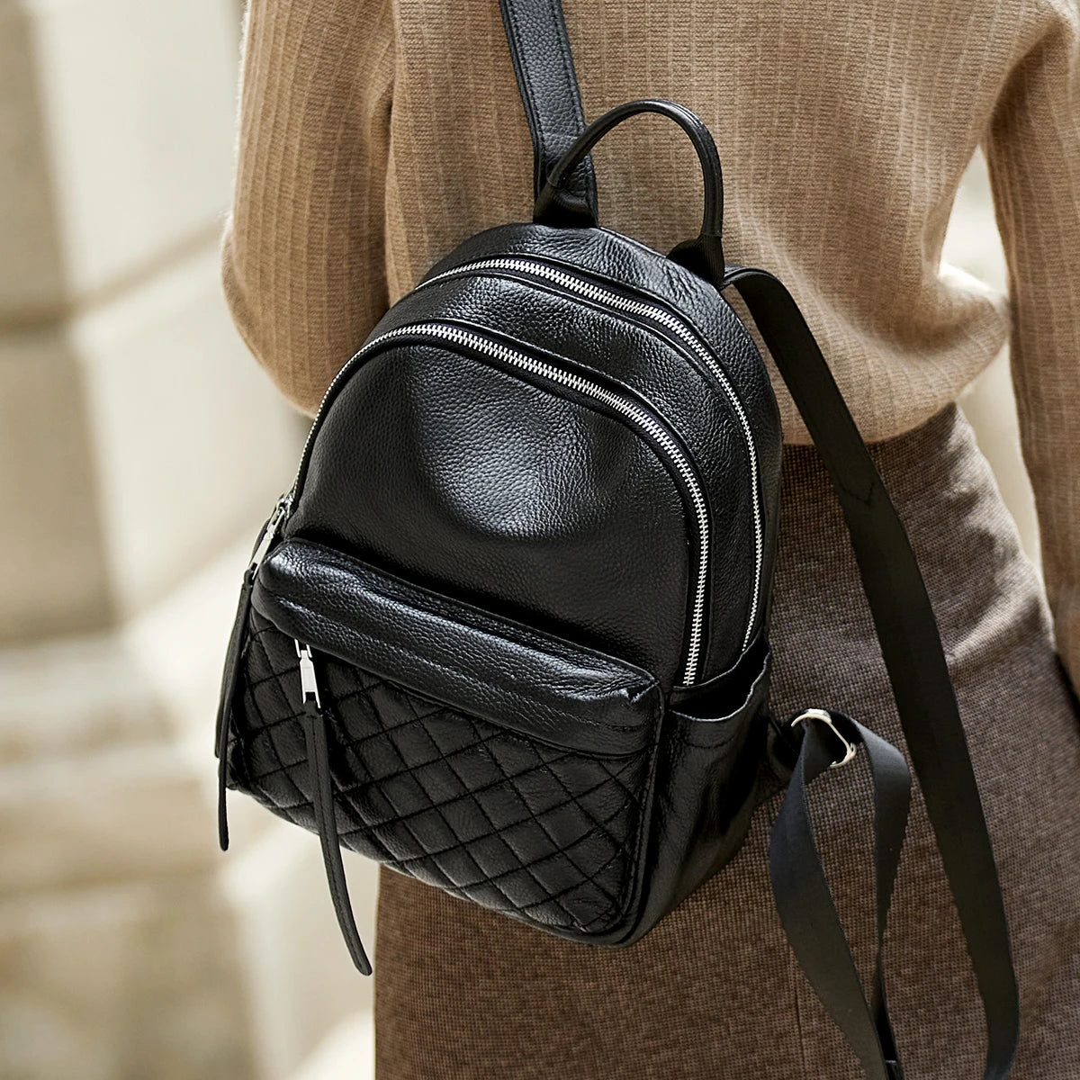 ZOOLER Full Skin 100%Genuine Leather Backpack Black Women's New Fashion Large Travel Bag Designer Business Need #SC1518