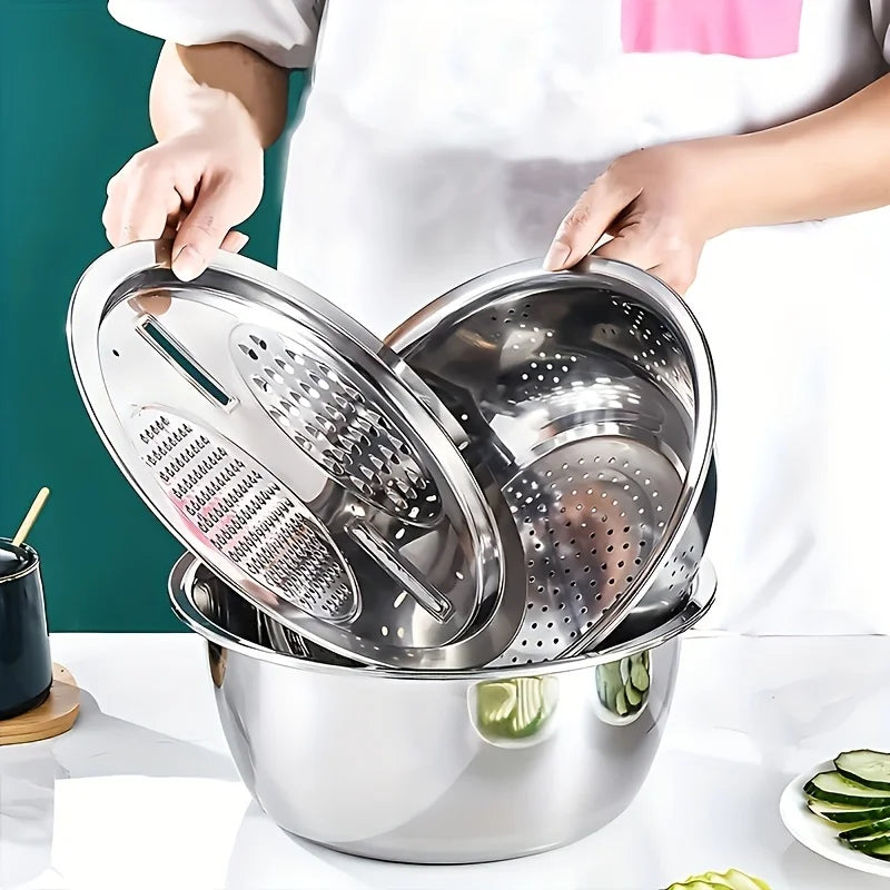 2Pcs Stainless Steel Kitchen Bowls with Lid