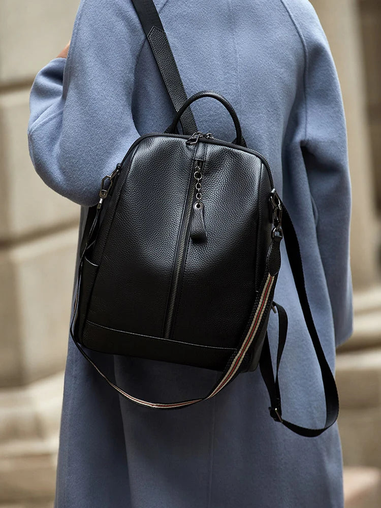 ZOOLER HOT Full Genuine Leather Backpack Women Fashion Backpack Black College Girls Bags Zipper Design Real Leather Bags #hs222