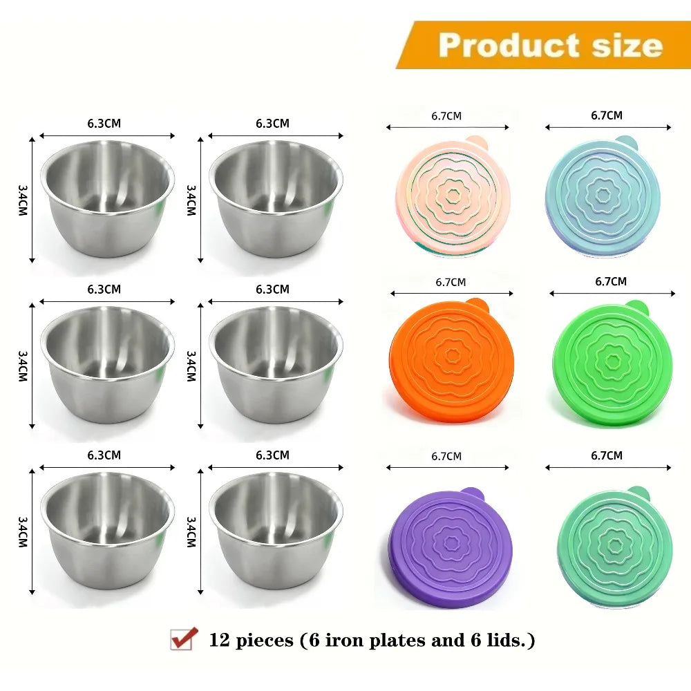 Set of 12 stainless steel food containers with leakproof lids for storing and transporting meals, durable and easy to clean.