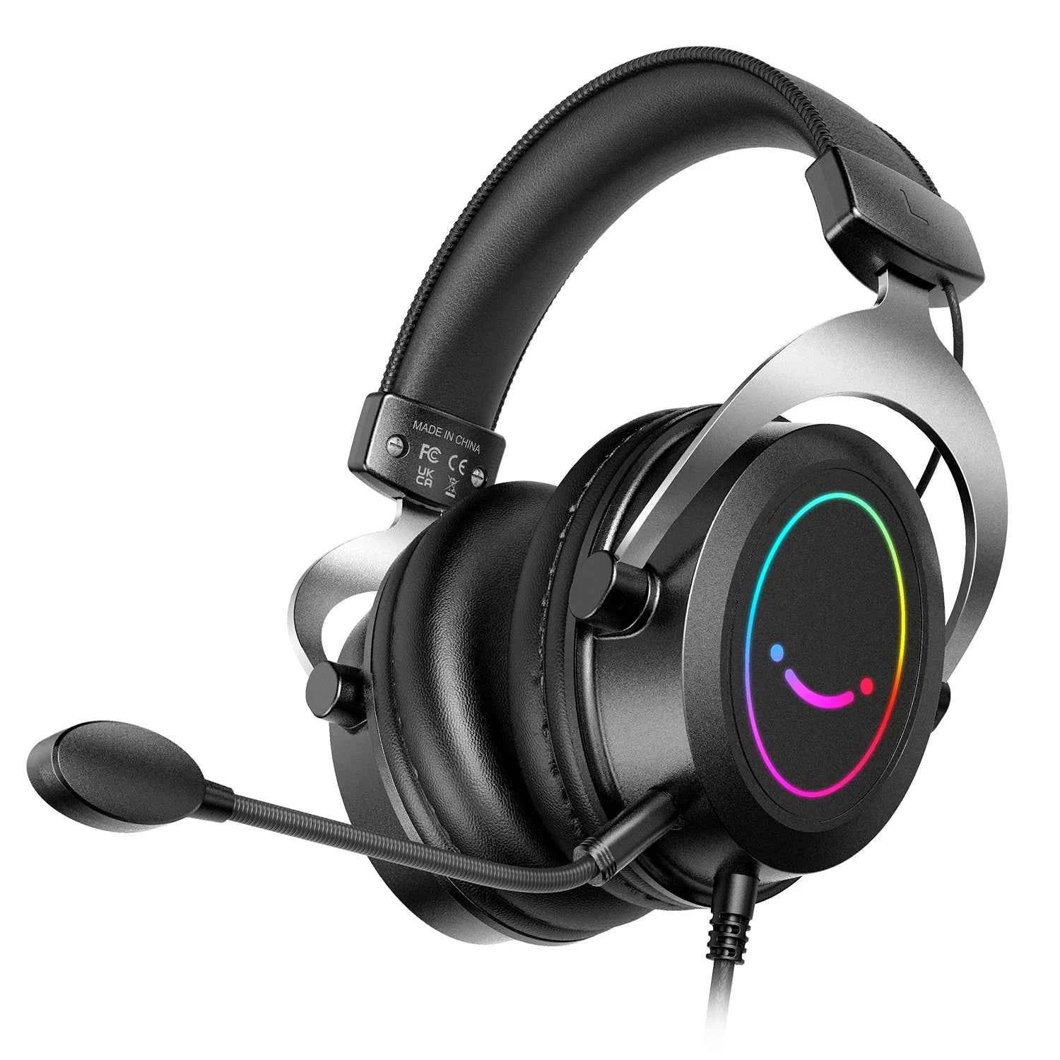 FIFINE gaming headset with over-ear design, immersive stereo sound, and colorful RGB lighting for gaming comfort and style
