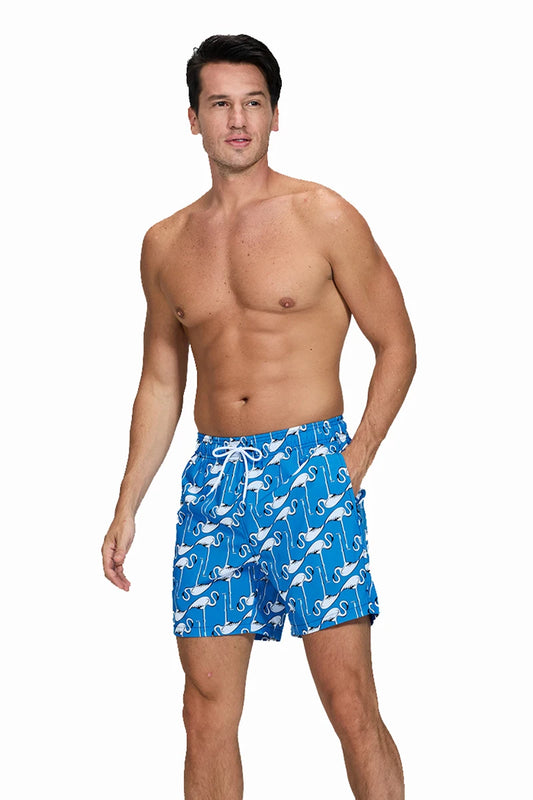 Datifer brand men's polyester gym shorts with mesh liner, side pockets, quick-dry fabric, multicolor design, perfect for beach or swim.