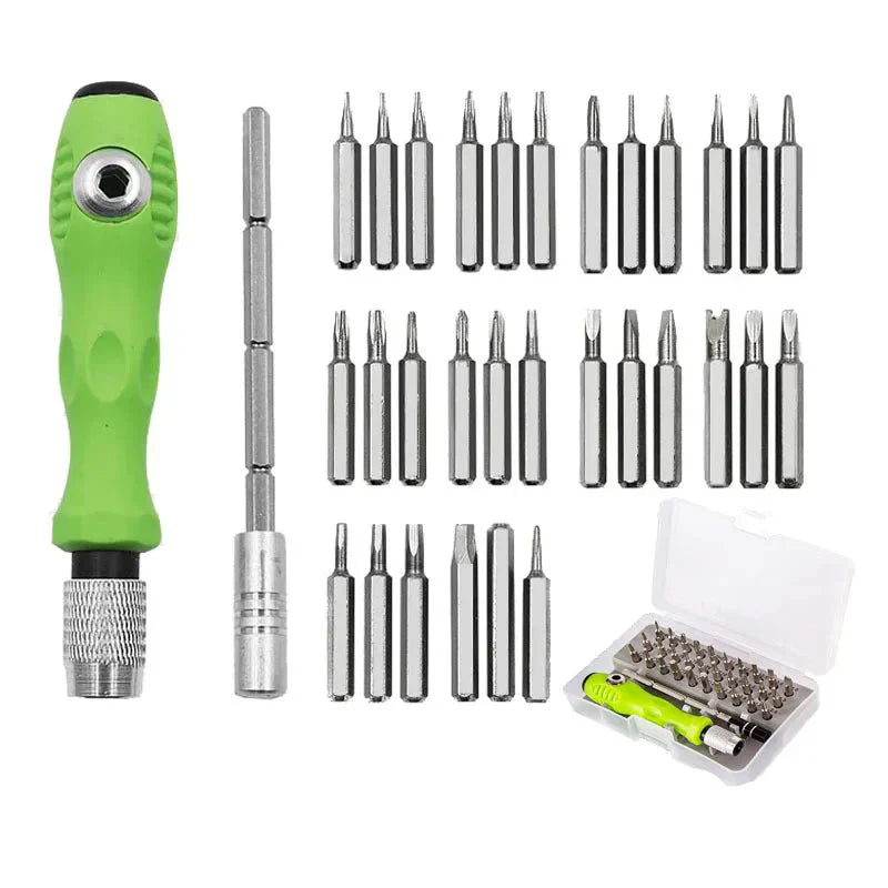 HBC Precision Screwdriver Set with 32 pieces from Habicare, featuring various screwdriver heads and ergonomic handles.