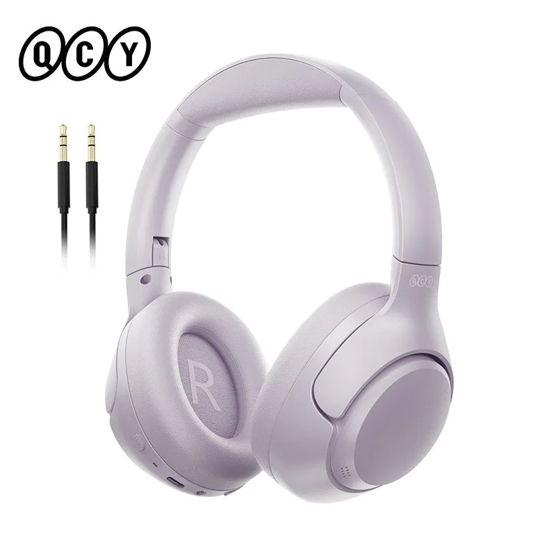 QCY H3 ANC wireless headphones with hybrid noise cancellation and 60-hour playtime, shown with over-ear design and sleek black finish.